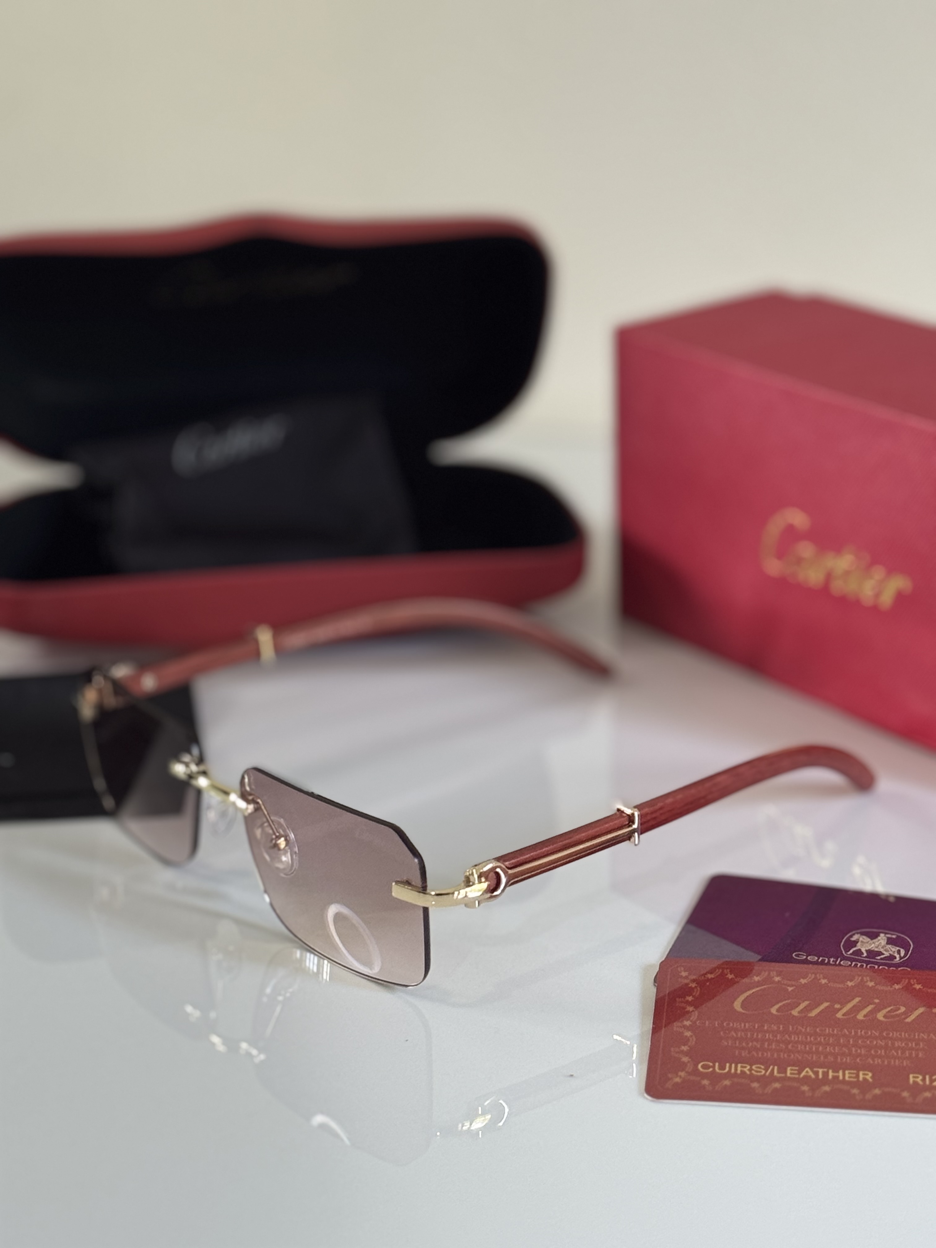 Cartier-style rimless square sunglasses